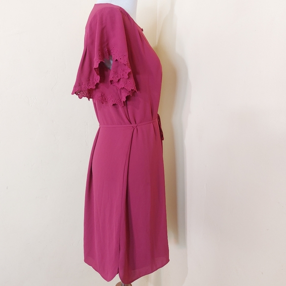 LOFT Magenta Pink Butterfly Sleeve Flowy Casual Event Cocktail Dress Work Wear - Picture 5 of 12